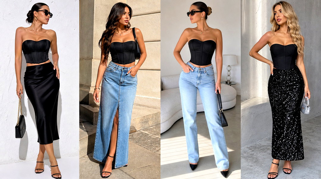 20 Black Corset Crop Top Outfit Ideas for Bold Night-Out Style