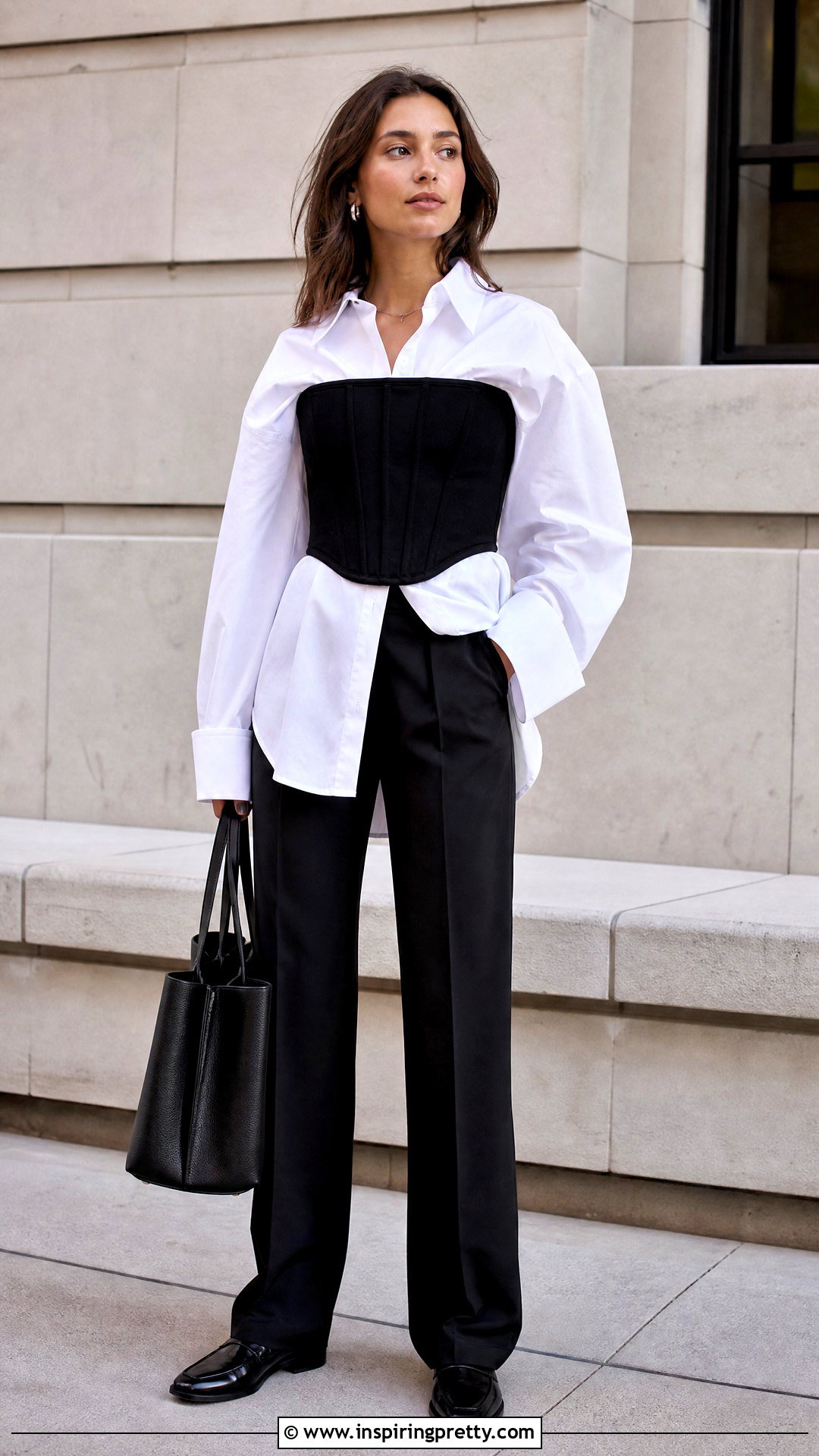 Black Corset Crop Top Over A White Shirt - 20 black corset crop top outfit ideas