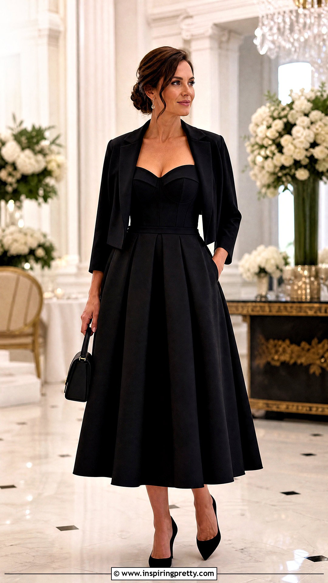 Black Corset Style Top And Full Midi Skirt Outfit - 50 black top and skirt outfits