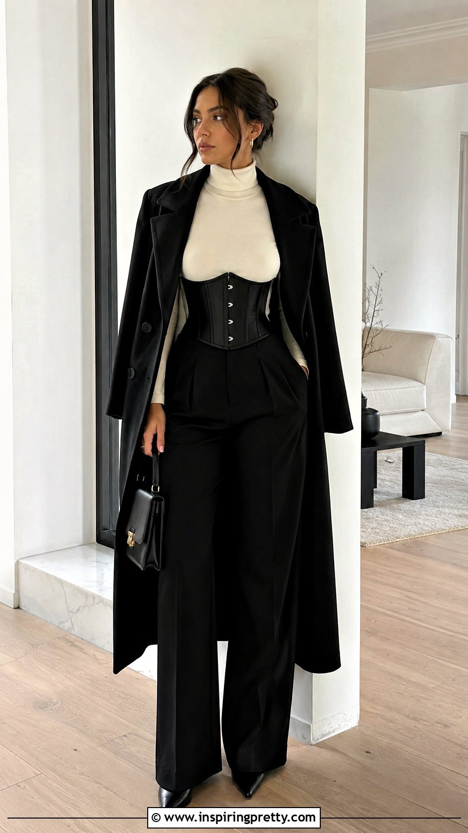 Black Corset Top Over A Turtleneck - 50 black corset top outfit ideas