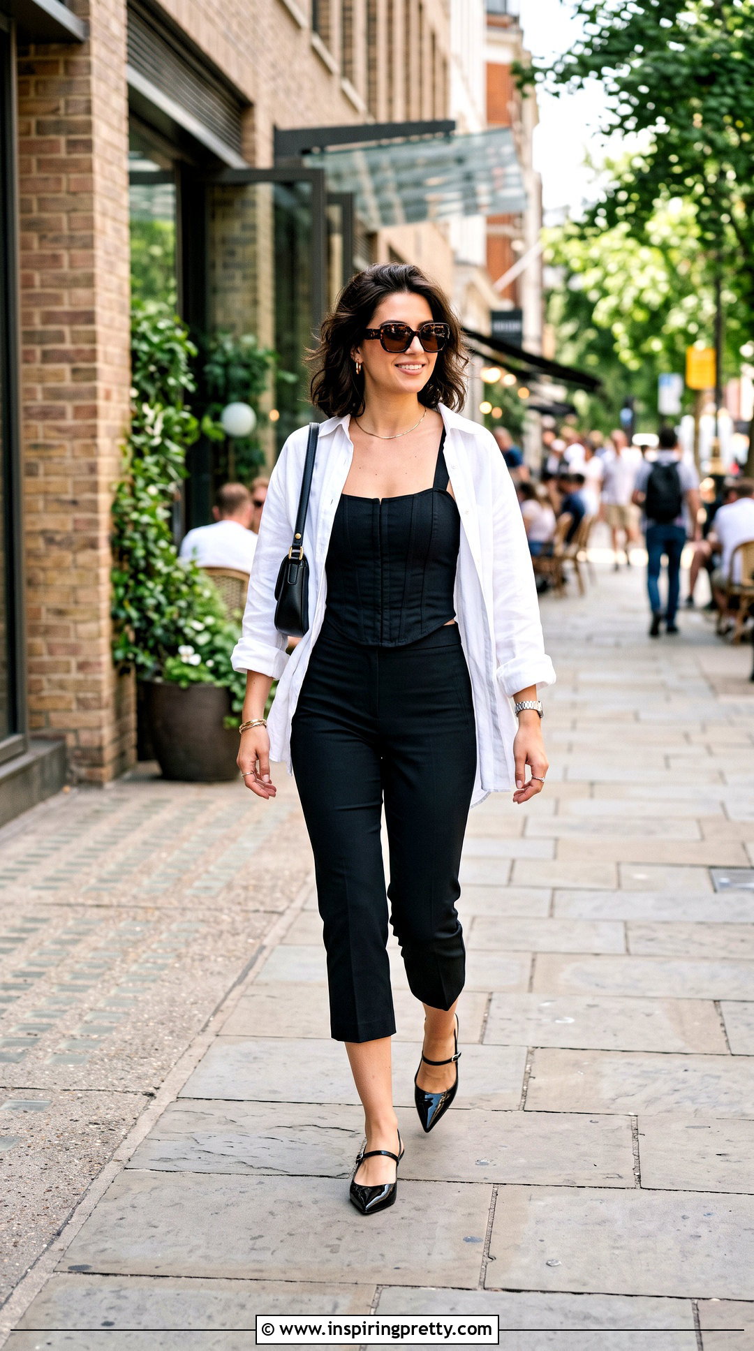 Black Corset Top With Capri Pants - 20 dynamite corset top outfit ideas