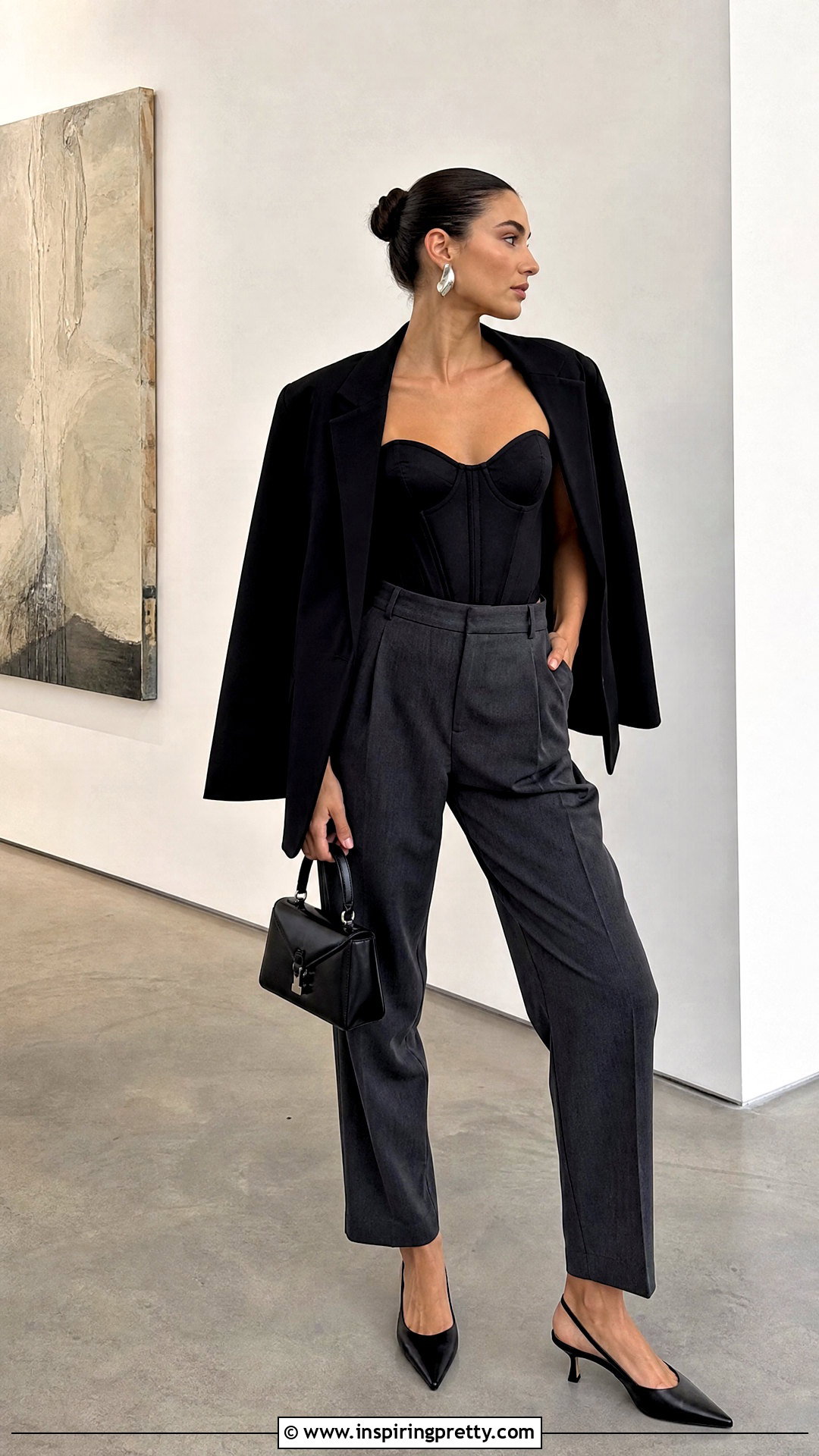 Black Corset Top With Tailored Trousers - 50 aesthetic tops for women
