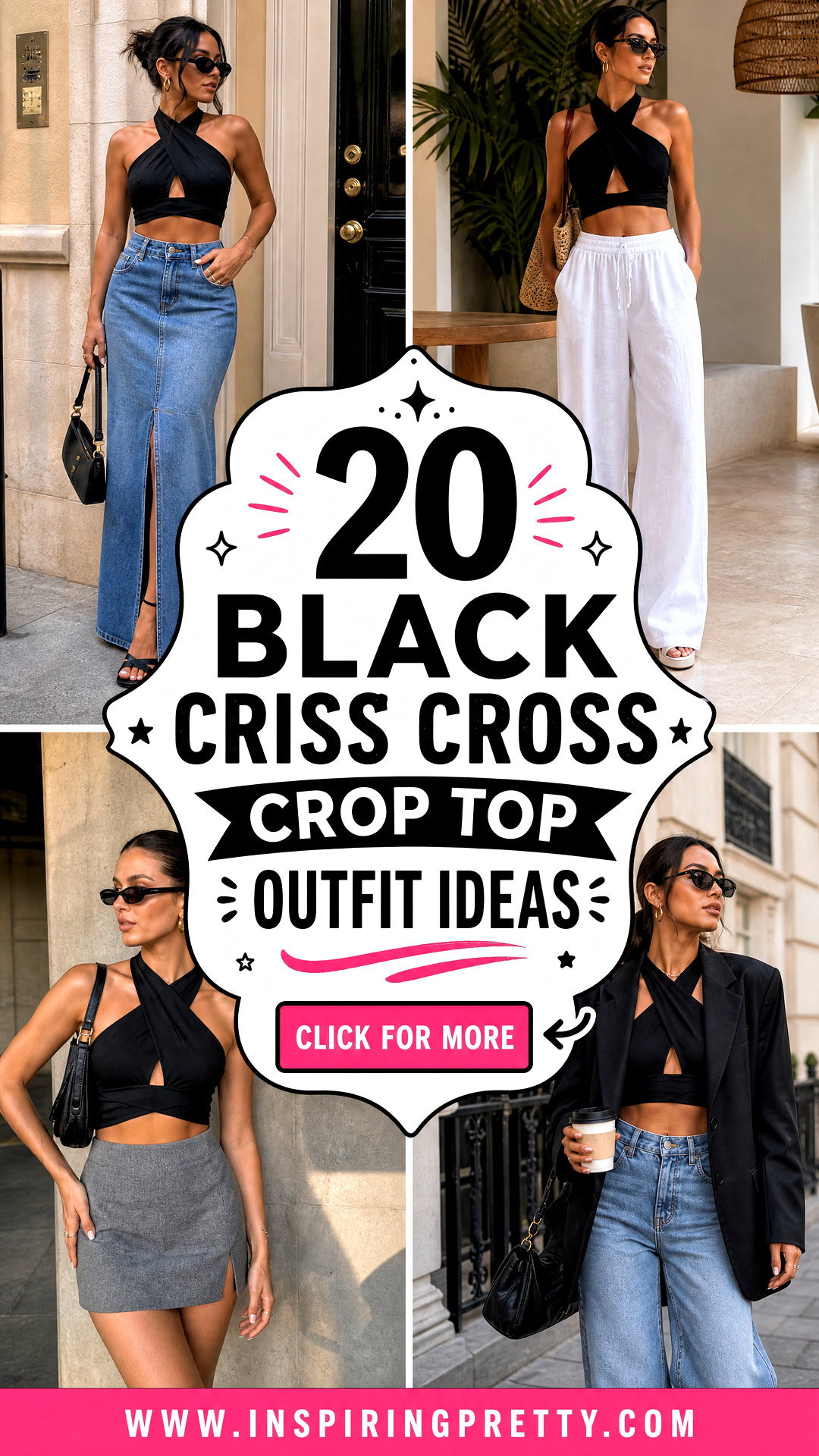 20 Black Criss Cross Crop Top Outfit Ideas for Date Night - 20 Black Criss Cross Crop Top Outfit Ideas for Date Night