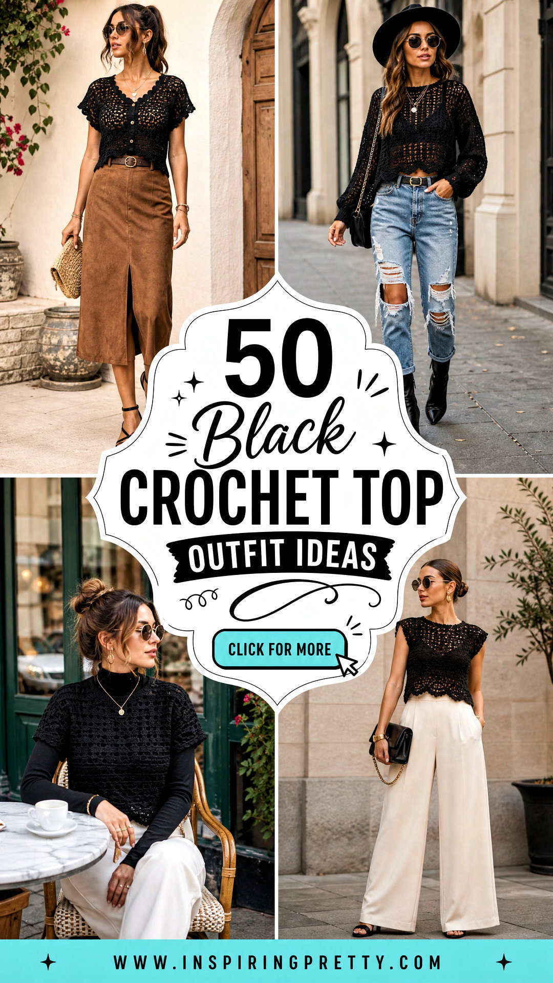 50 Black Crochet Top Outfit Ideas for Breezy Summer Style - 50 Black Crochet Top Outfit Ideas for Breezy Summer Style