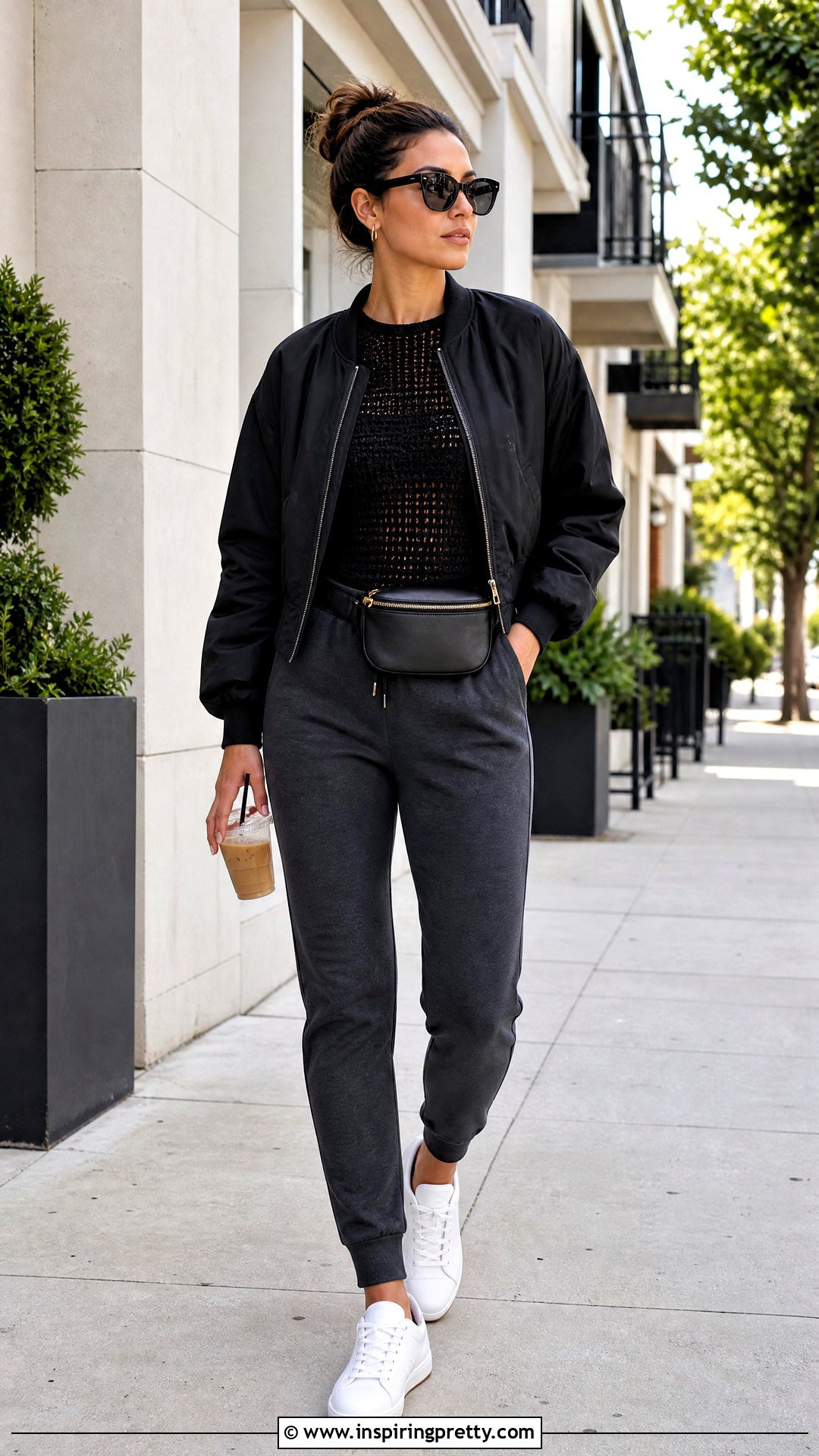 Black Crochet Top With Joggers And Sneakers - 50 black crochet top outfit ideas