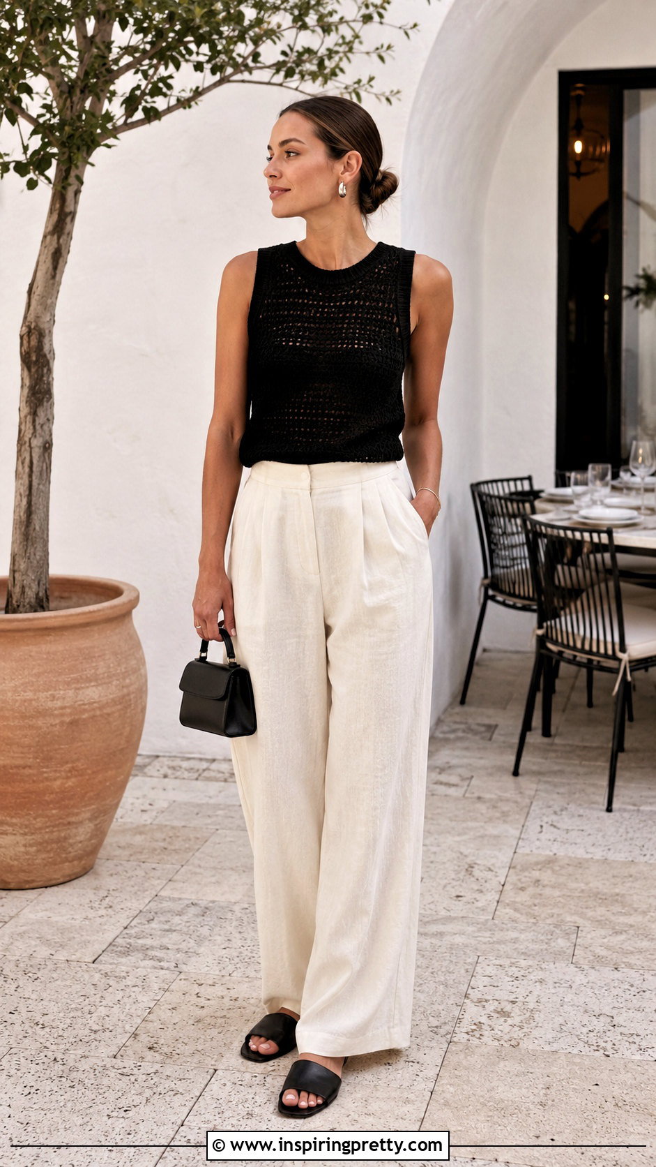 Black Crochet Top With Linen Pants - 50 crochet tops for women