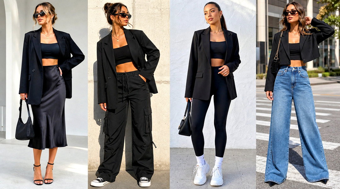 20 Black Crop Top Blazer Outfit Ideas for Chic Work Looks