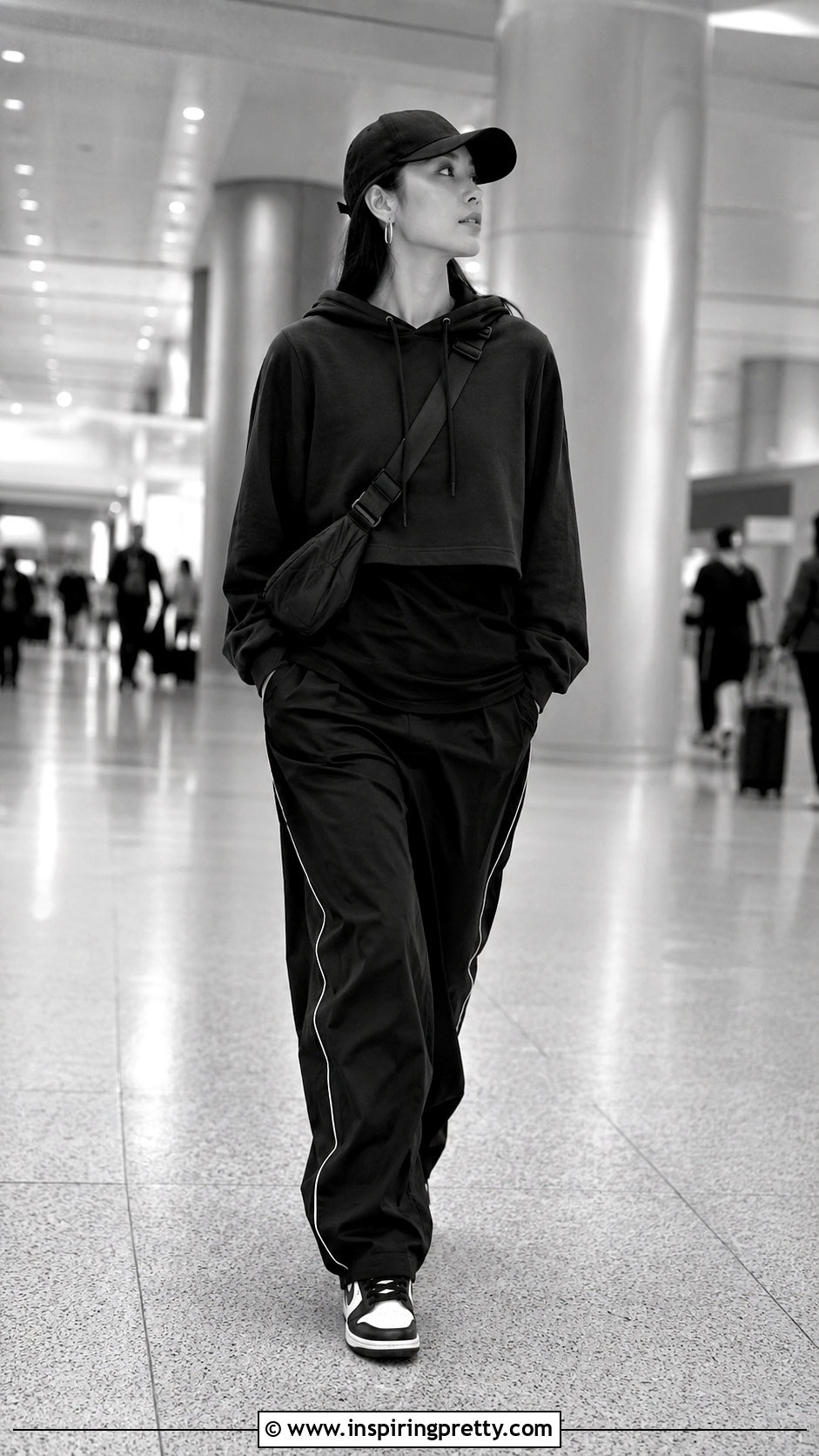 Black Crop Top Hoodie With Longline Shirt And Track Pants - 20 crop top hoodie with shirt underneath outfit ideas