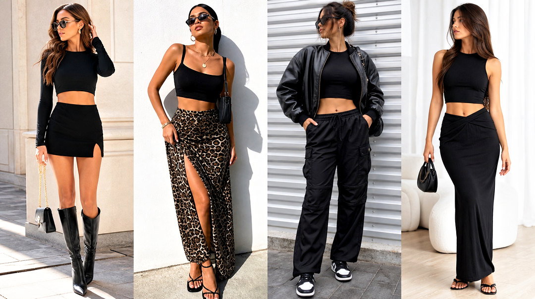 50 Black Crop Top Outfit Baddie Ideas for Bold Night-Out Style