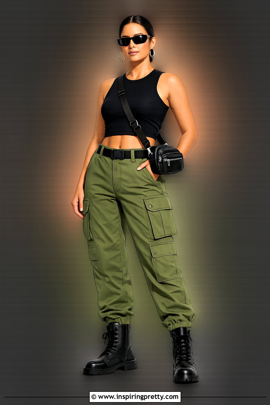 Black Crop Top PNG With Cargo Pants - 20 Crop Top Transparent Png Ideas