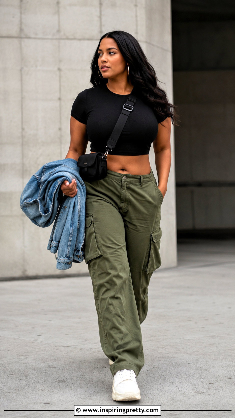 Black Crop Top Shirt With Cargo Pants - 20 crop top shirt template ideas