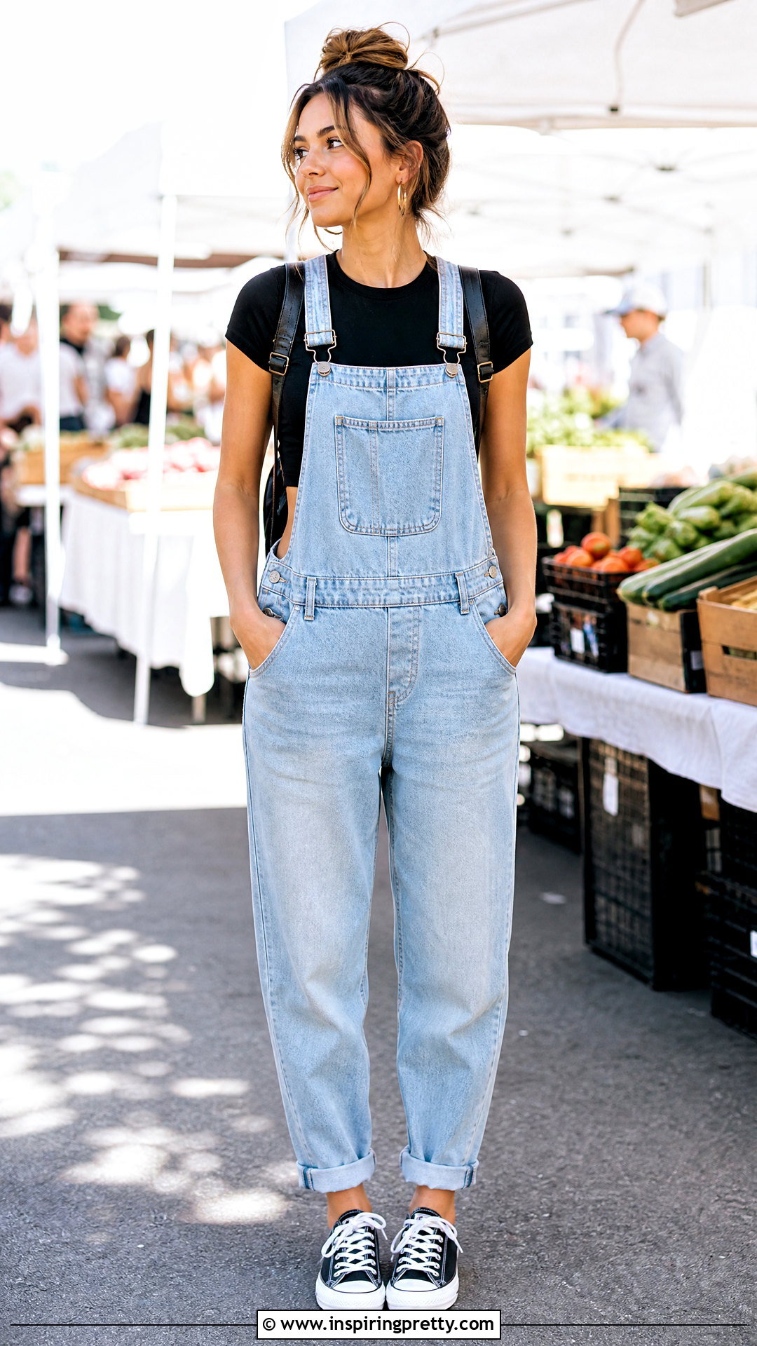 Black Crop Top Under Overalls - 50 black crop tops outfit ideas