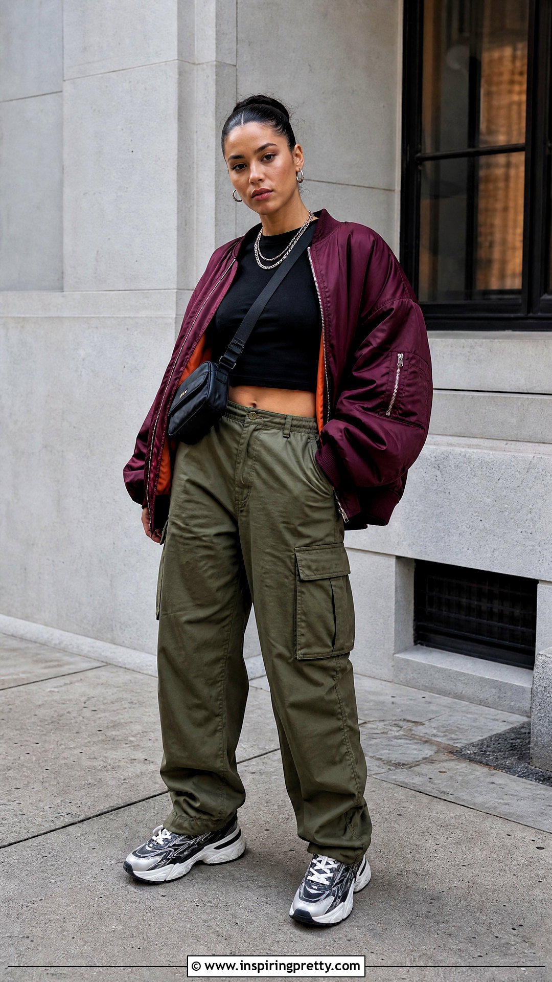 Black Crop Top With Bomber Jacket - 50 black crop tops outfit ideas