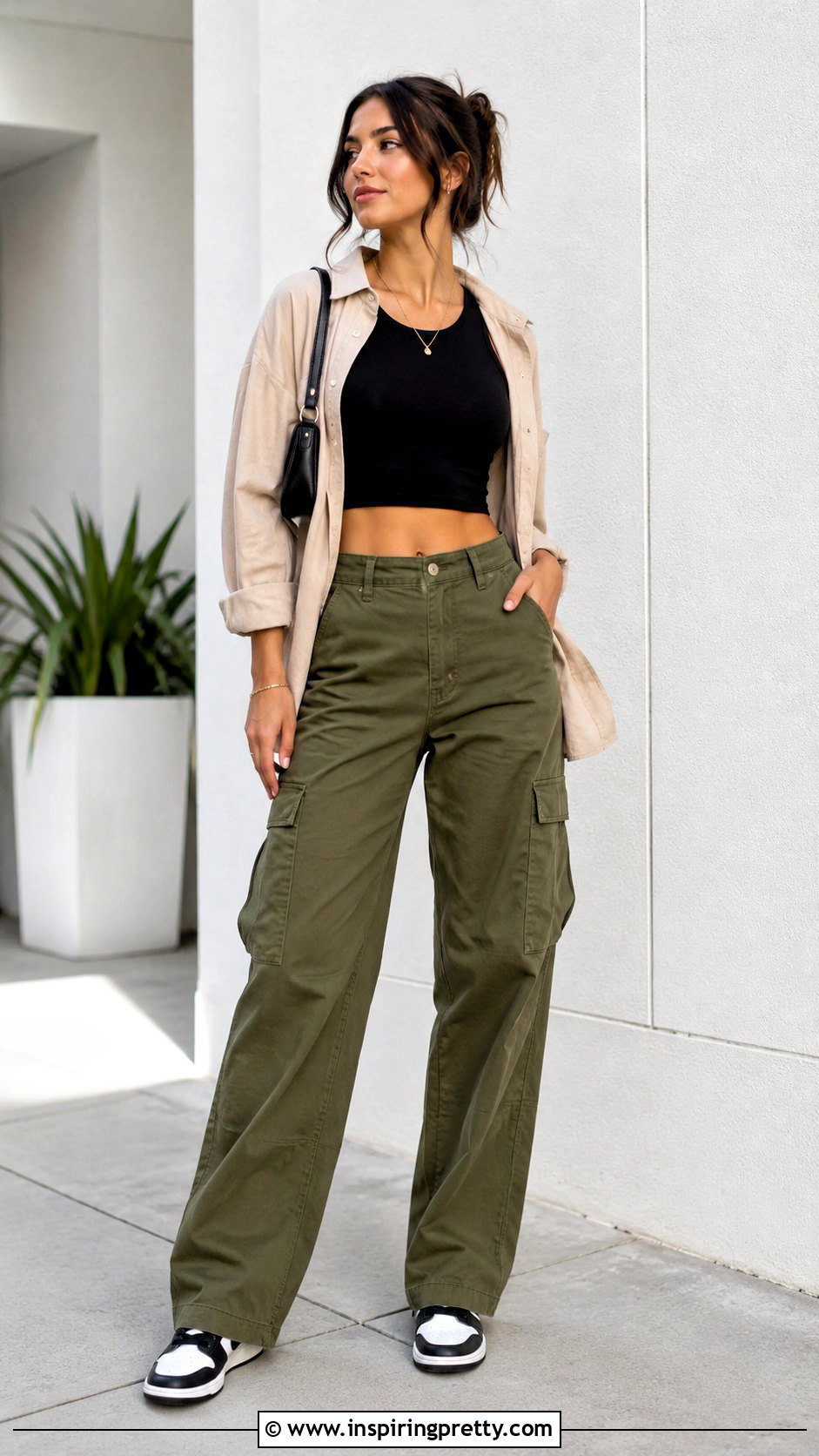 Black Crop Top With Cargo Pants - 50 black tops for women