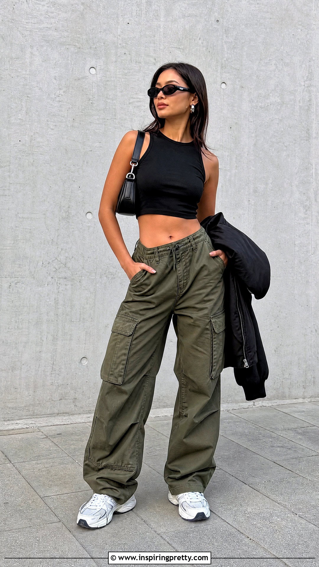 Black Crop Top With Cargo Pants - 20 Pics Of Crop Tops outfit ideas