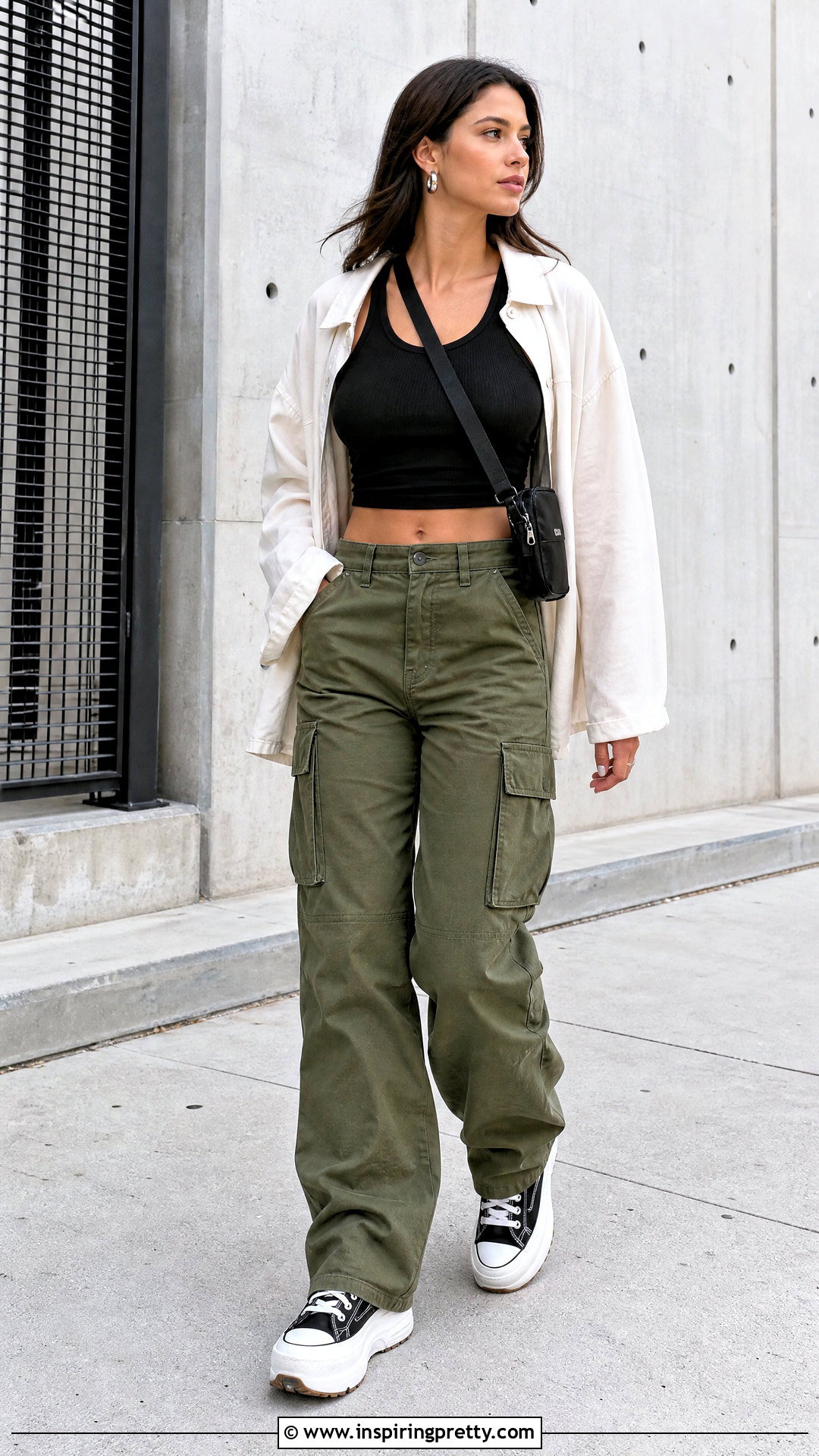 Black Crop Top With Cargo Pants - 50 black crop top outfit ideas