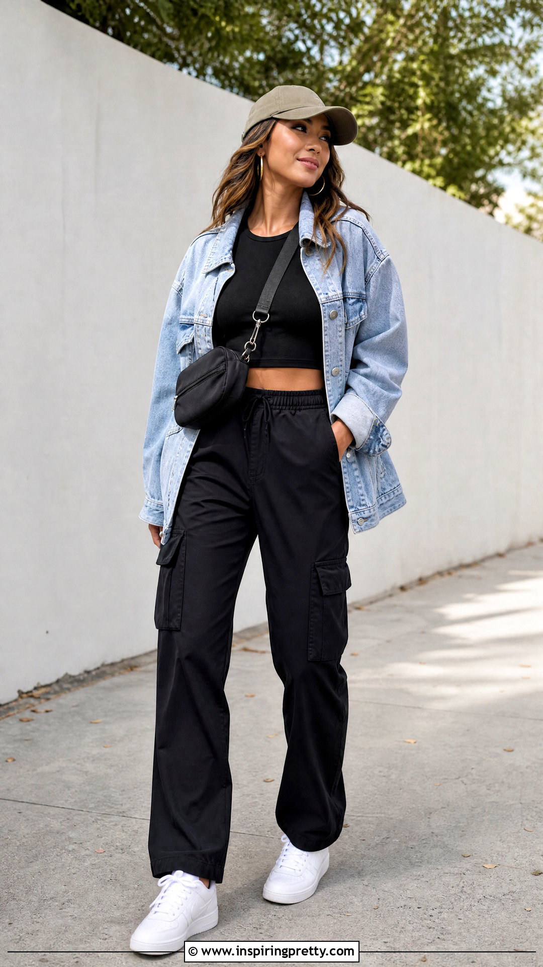 Black Crop Top With Denim Jacket - 50 black crop top outfit baddie ideas