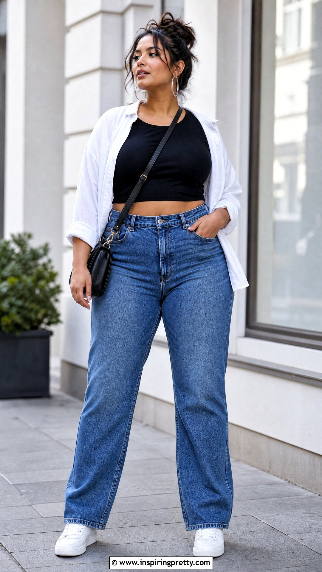 Black Crop Top With High Waisted Jeans - 20 overhang crop top outfit ideas
