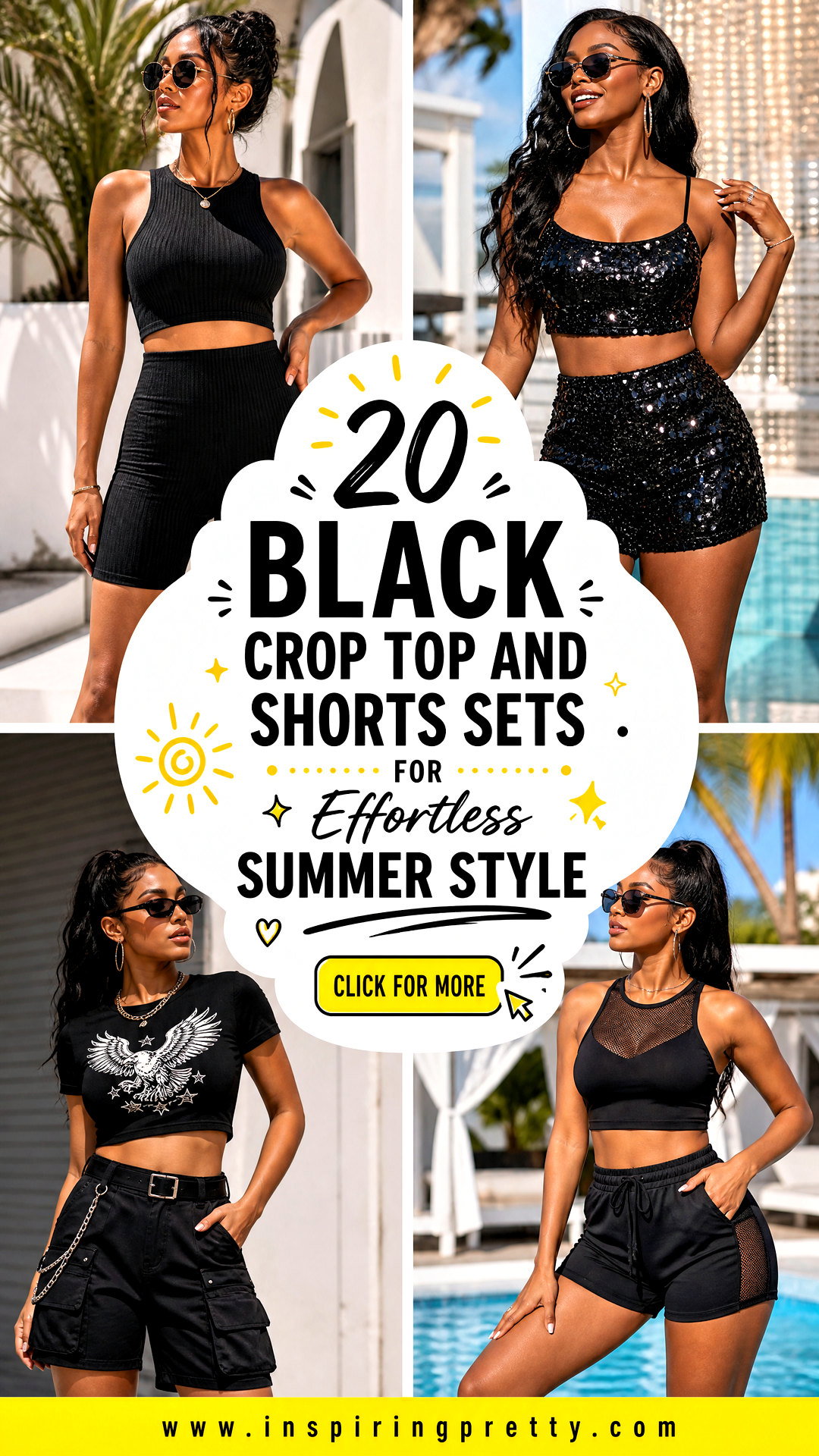 20 Black Crop Top and Shorts Sets for Effortless Summer Style - 20 Black Crop Top and Shorts Sets for Effortless Summer Style