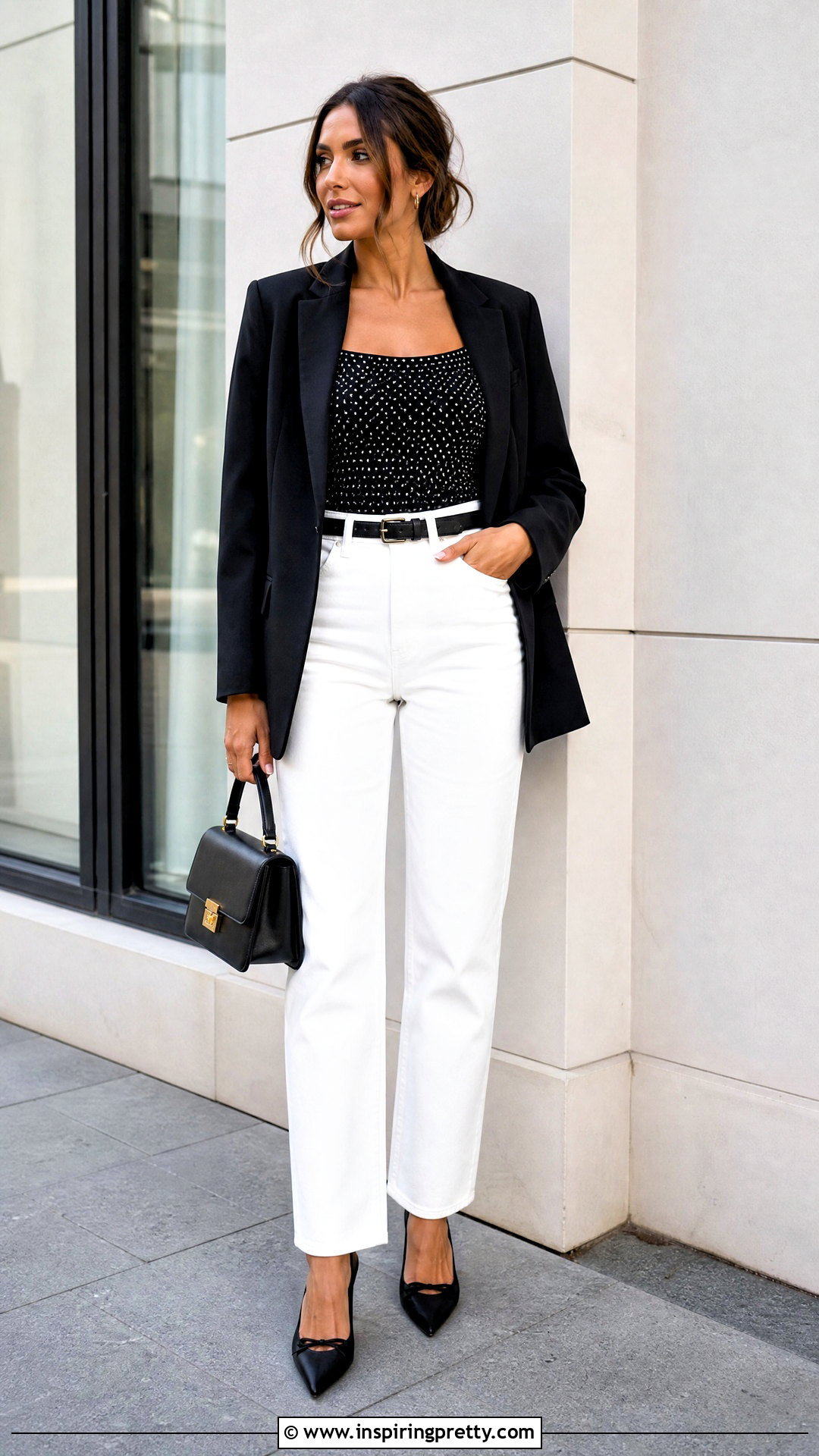 Black Crystal Top With White Jeans - 50 crystal top outfit ideas