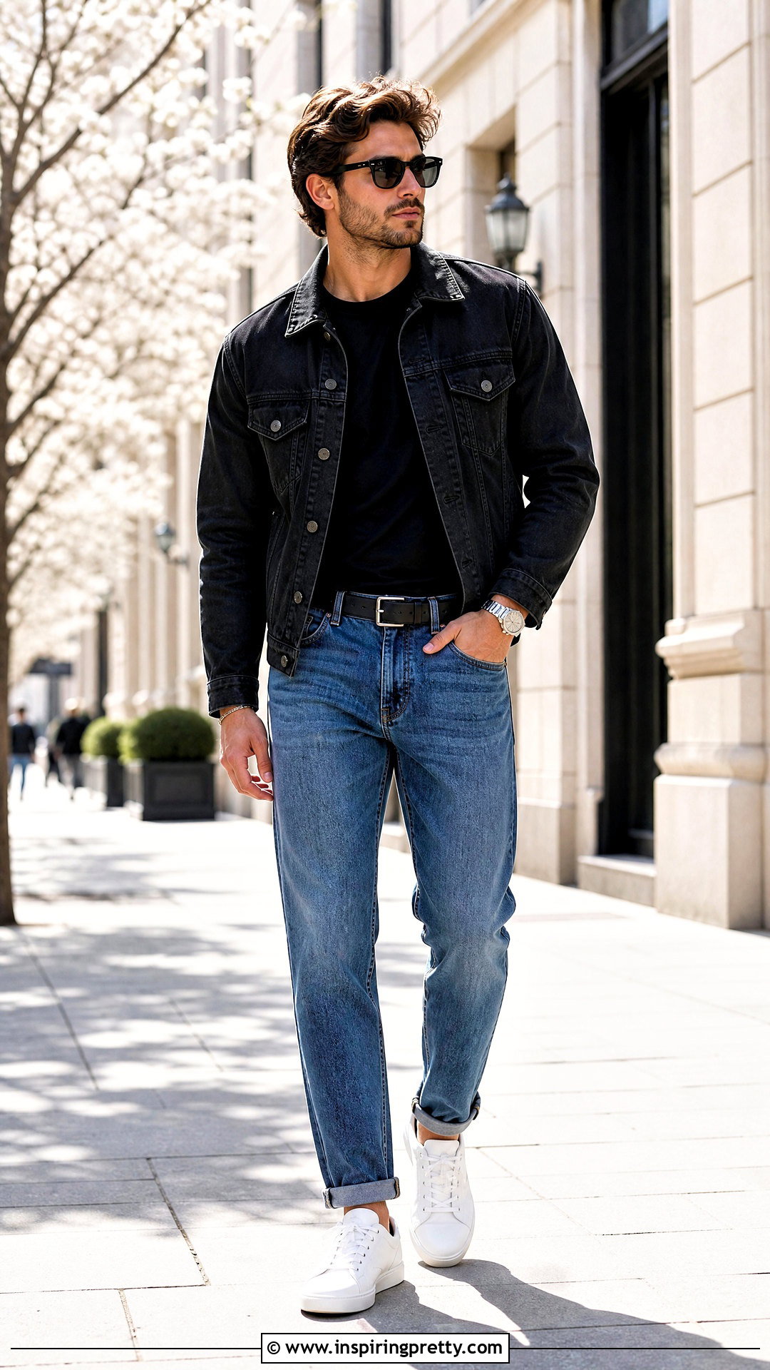 Black Denim Jacket Blue Jeans Black T Shirt - 20 Black Top Blue Jeans Mens