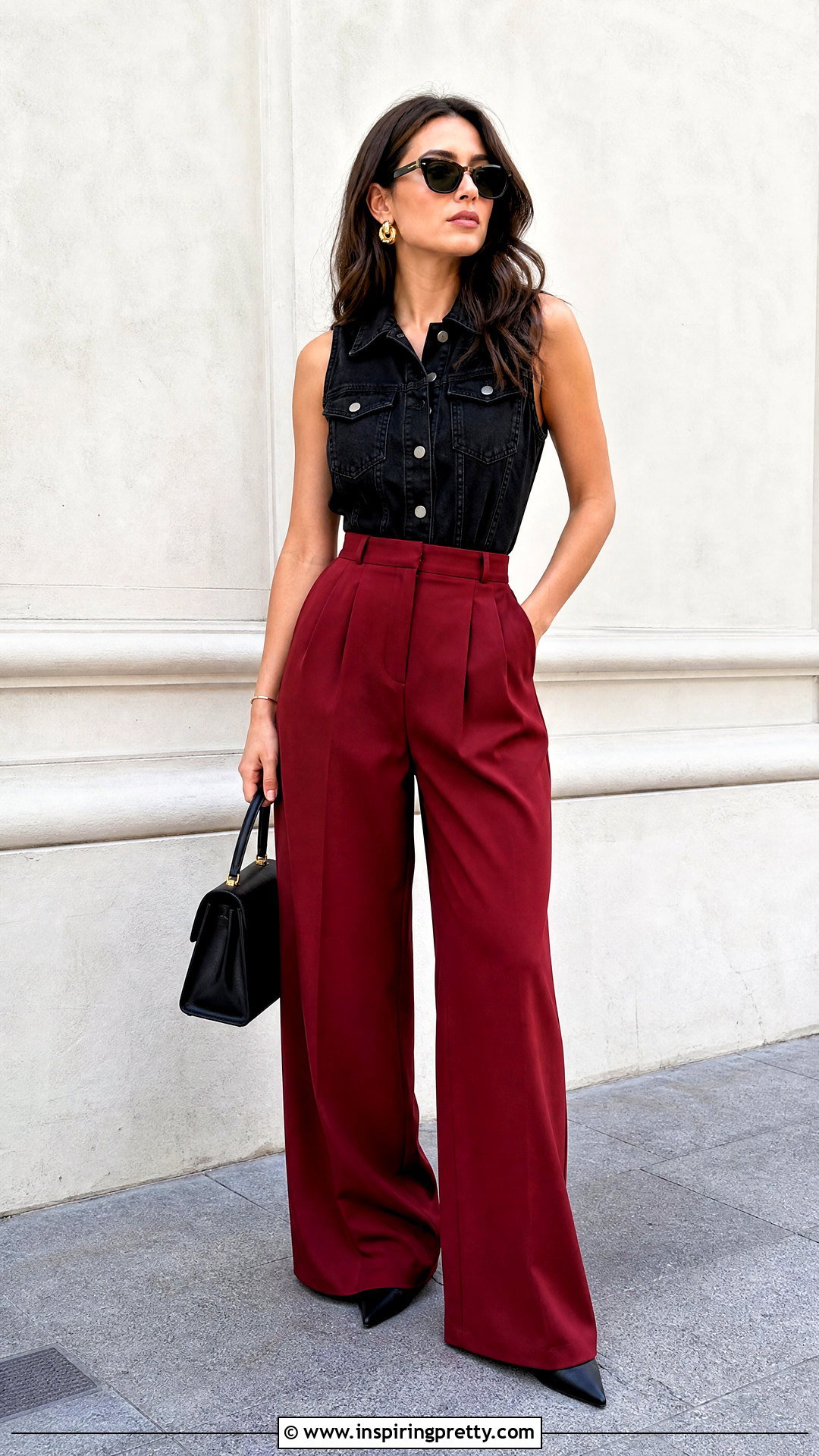 Black Denim Top With Red Pants - What To Wear With Black Denim Top (25 Ways)