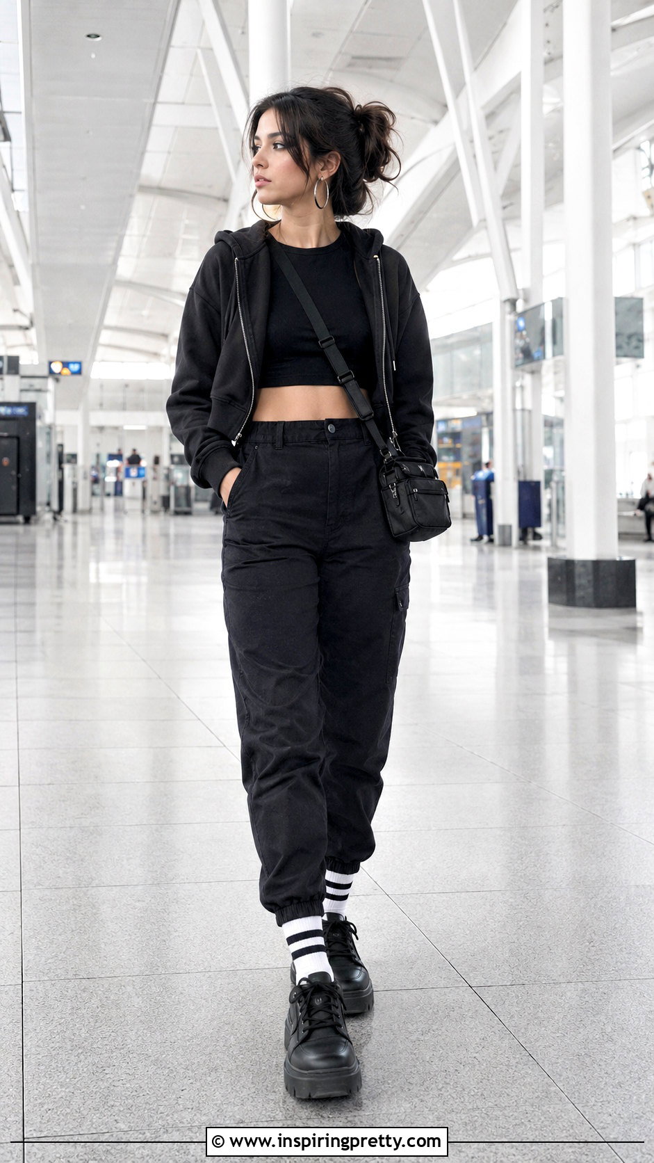 Black Emo Crop Top With Jogger Pants - 25 black emo crop top outfit ideas