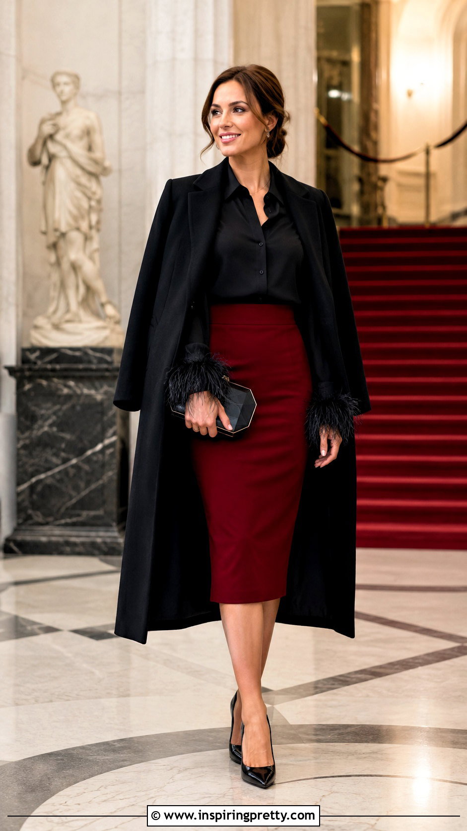 Black Feather Top With Pencil Skirt - 25 Black Feather Tops outfit ideas