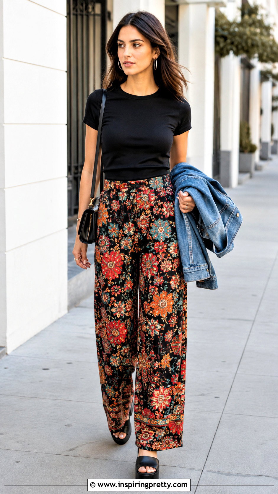 Black Fitted T Shirt With Boho Pants - 25 tops to wear with boho pants