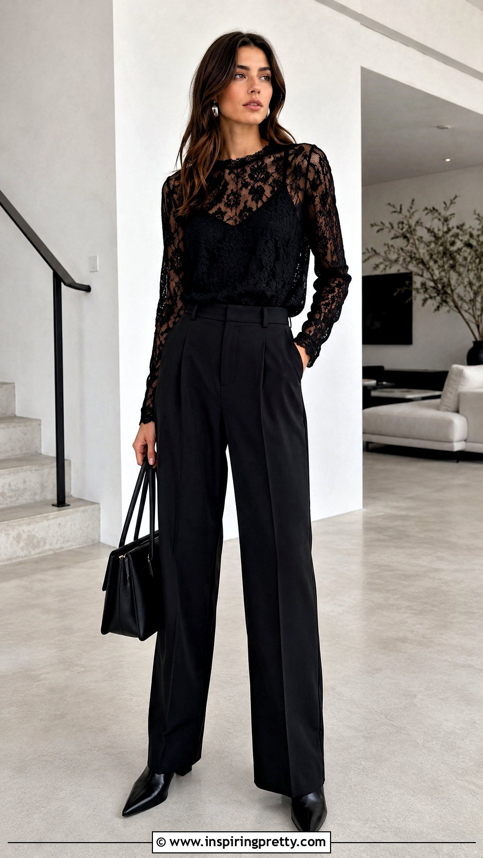 Black Free People Lace Top Monochrome Outfit - How To Style Free People Lace Top (25 Ways)