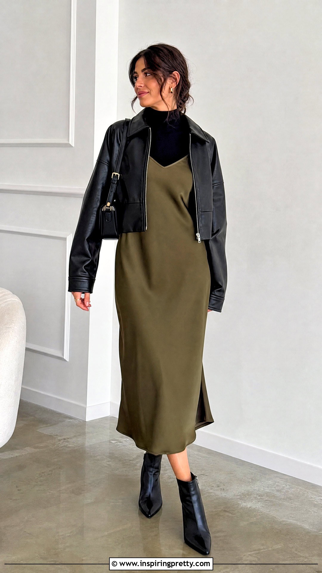 Black Full Sleeve Top Under A Slip Dress - 50 black full sleeve top outfit ideas