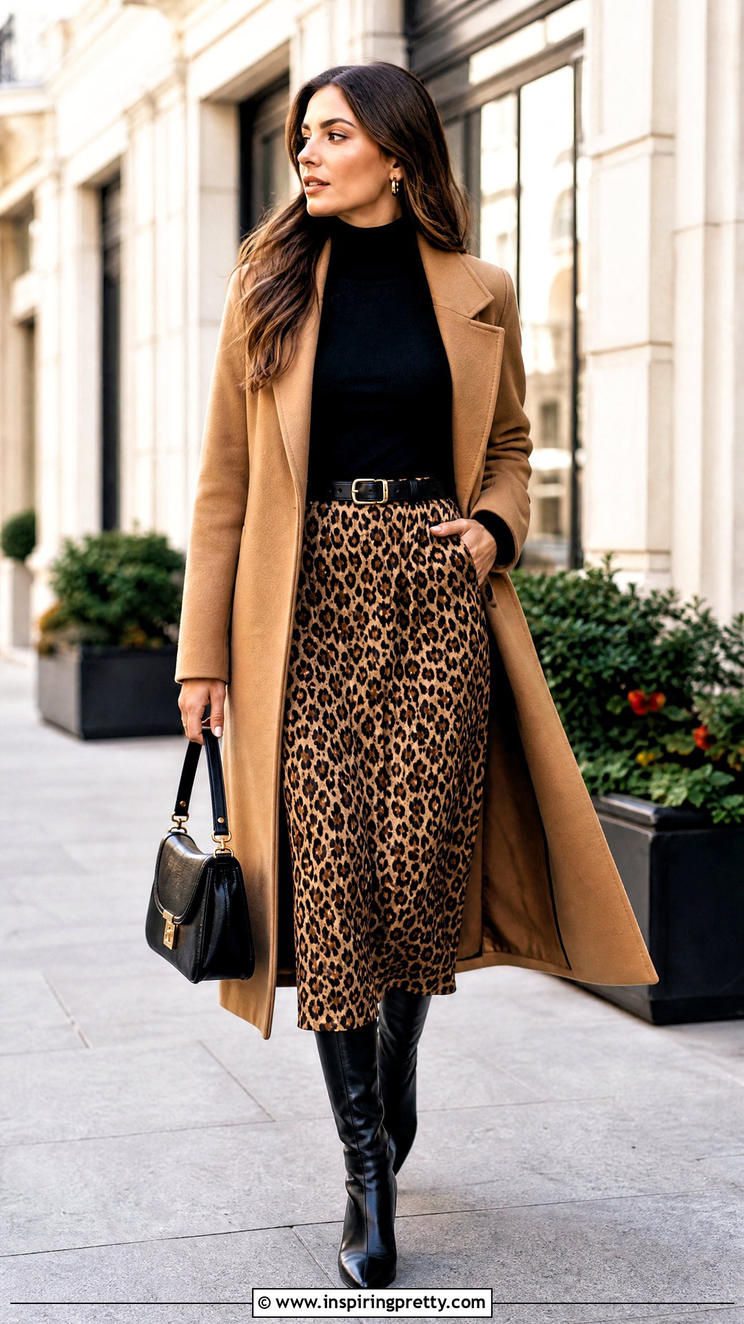 Black Full Sleeve Top With Animal Print Skirt - 50 black full sleeve top outfit ideas