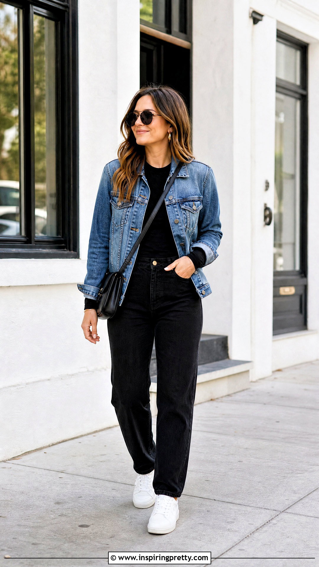 Black Full Sleeve Top With Denim Jacket - 50 black full sleeve top outfit ideas