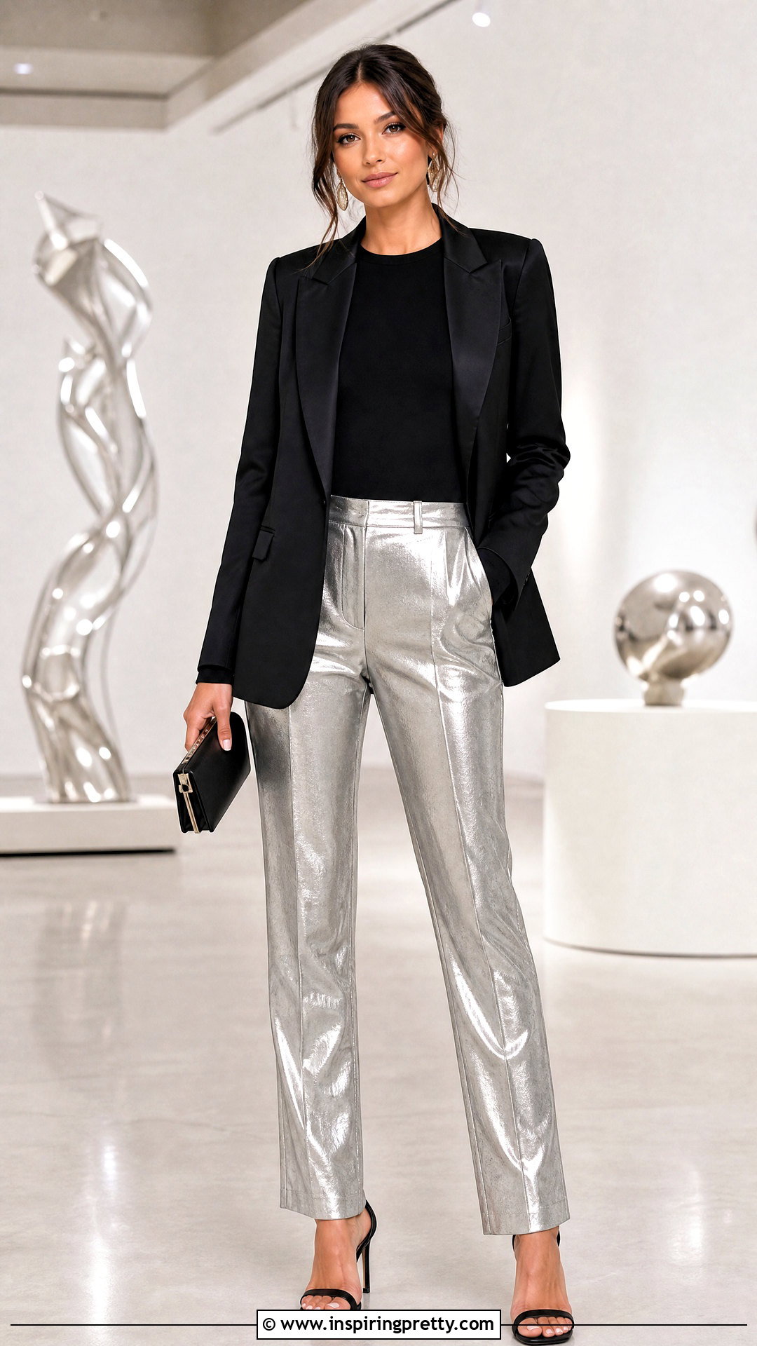 Black Full Sleeve Top With Metallic Pants - 50 black full sleeve top outfits
