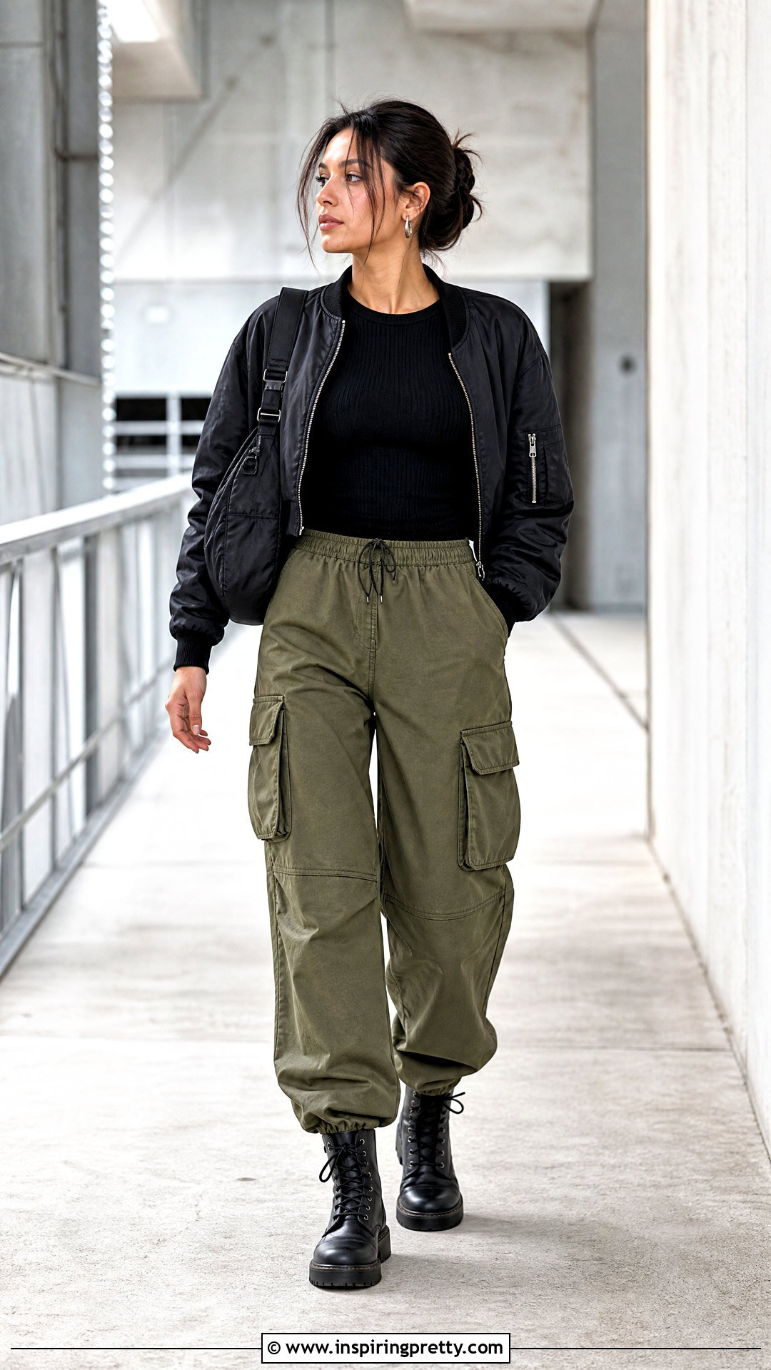 Black Full Sleeve Top With Olive Cargo Pants - 50 black full sleeve top outfits