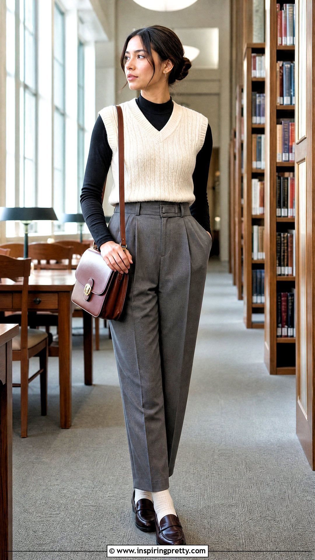Black Full Sleeve Top With Sweater Vest - 50 black full sleeve top outfit ideas