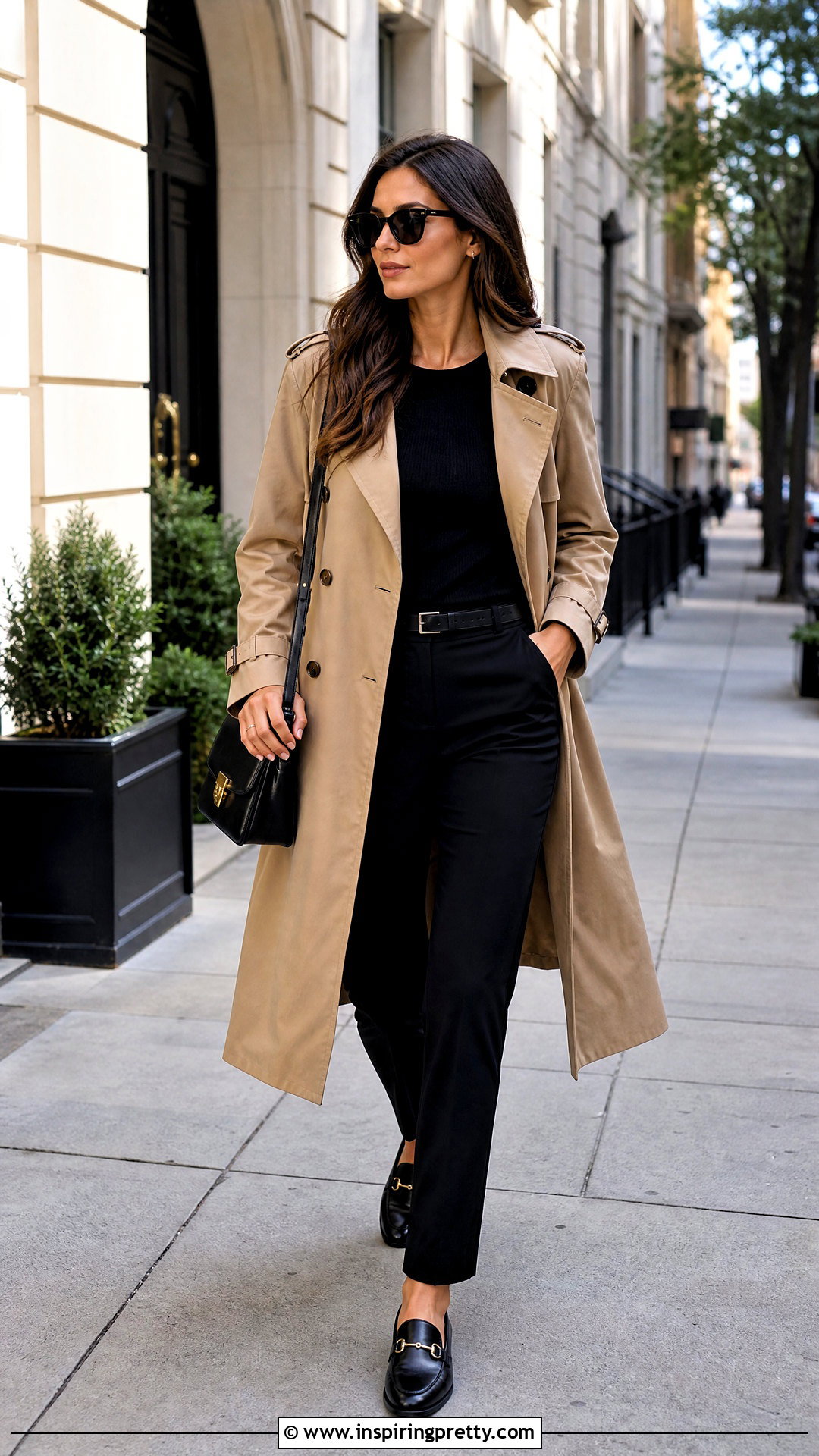 Black Full Sleeve Top With Trench Coat - 50 black full sleeve top outfit ideas