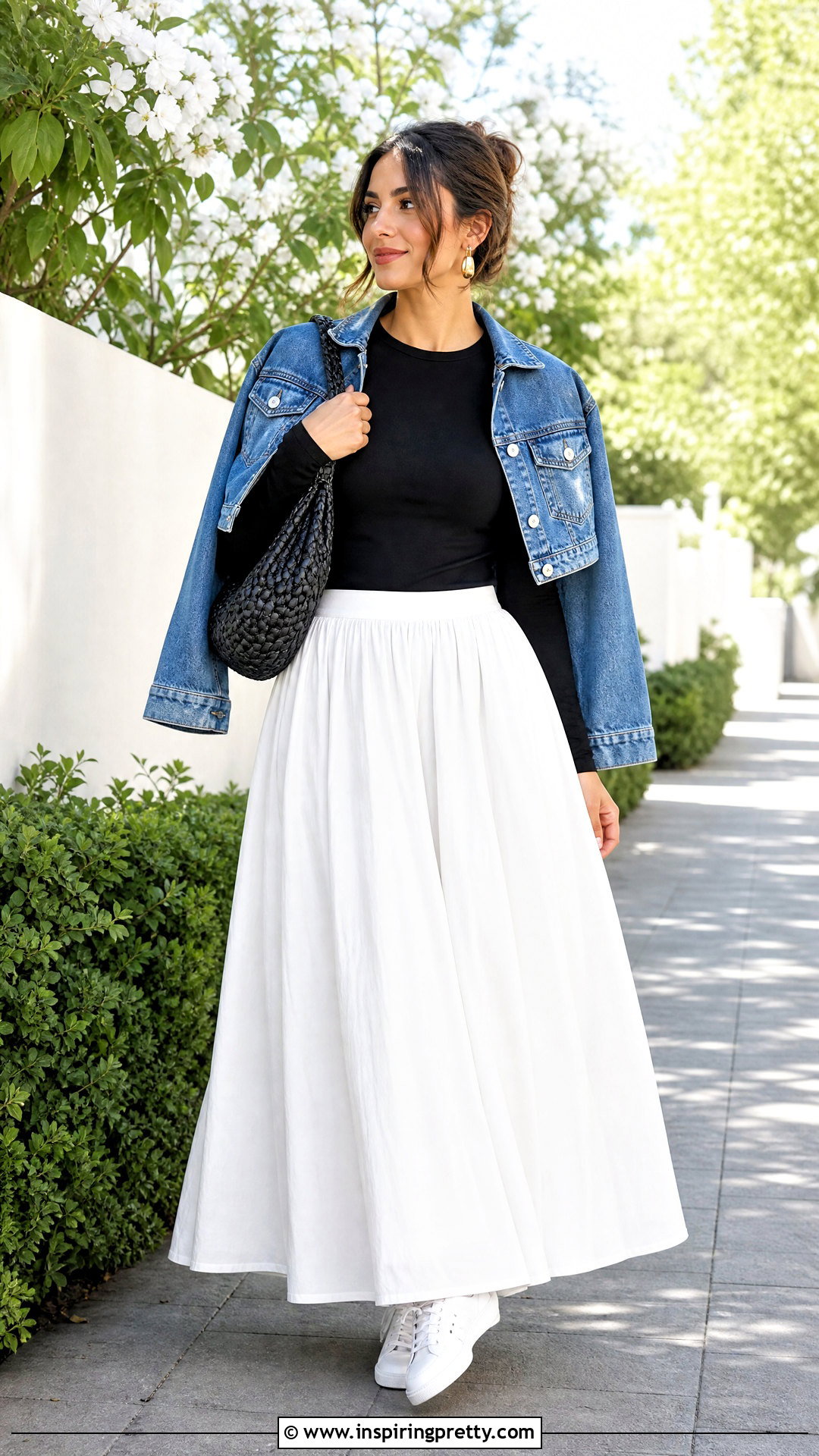 Black Full Sleeve Top With White Maxi Skirt - 50 black full sleeve top outfits