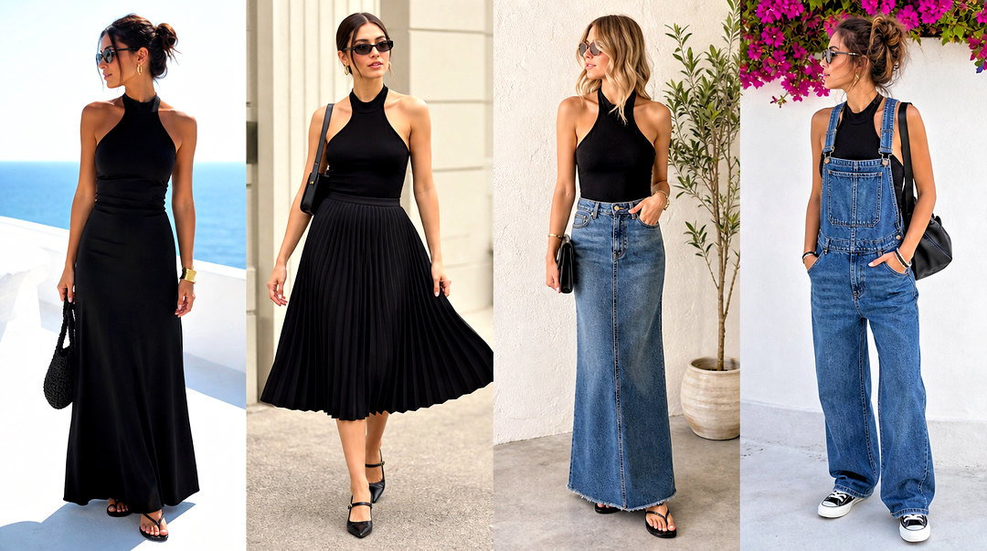 50 Black Halter Neck Top Outfit Ideas for Sleek Summer Looks