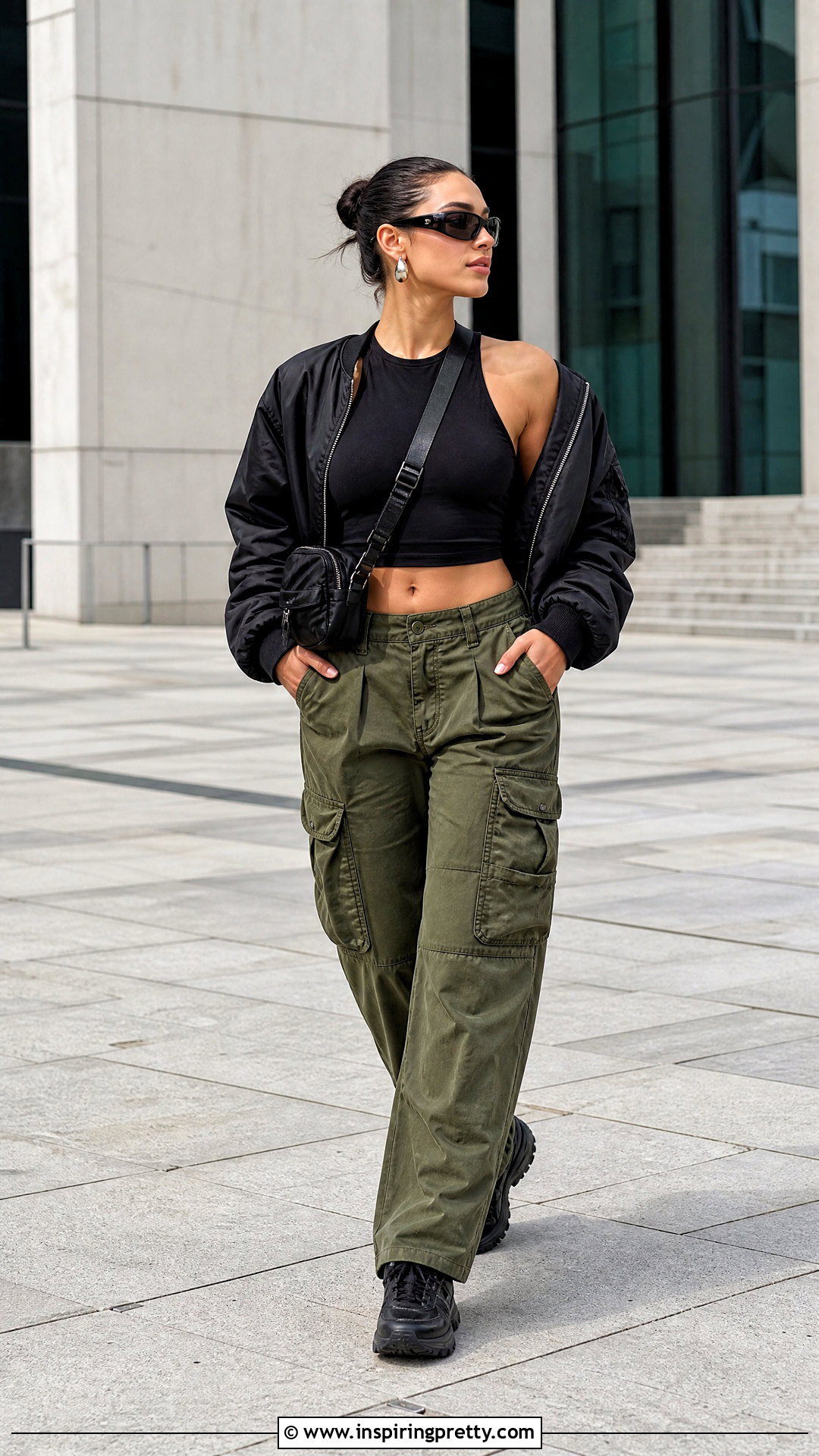 Black Halter Top With Cargo Pants - 50 black halter top outfit ideas
