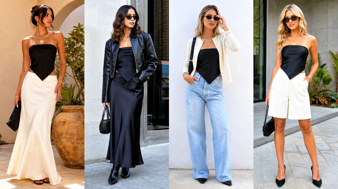 20 Black Handkerchief Top Outfit Ideas for Summer Nights