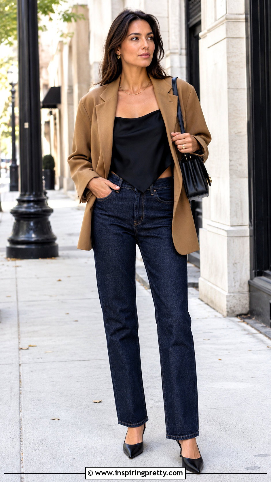 Black Handkerchief Top With A Blazer And Jeans - 20 black handkerchief top outfit ideas