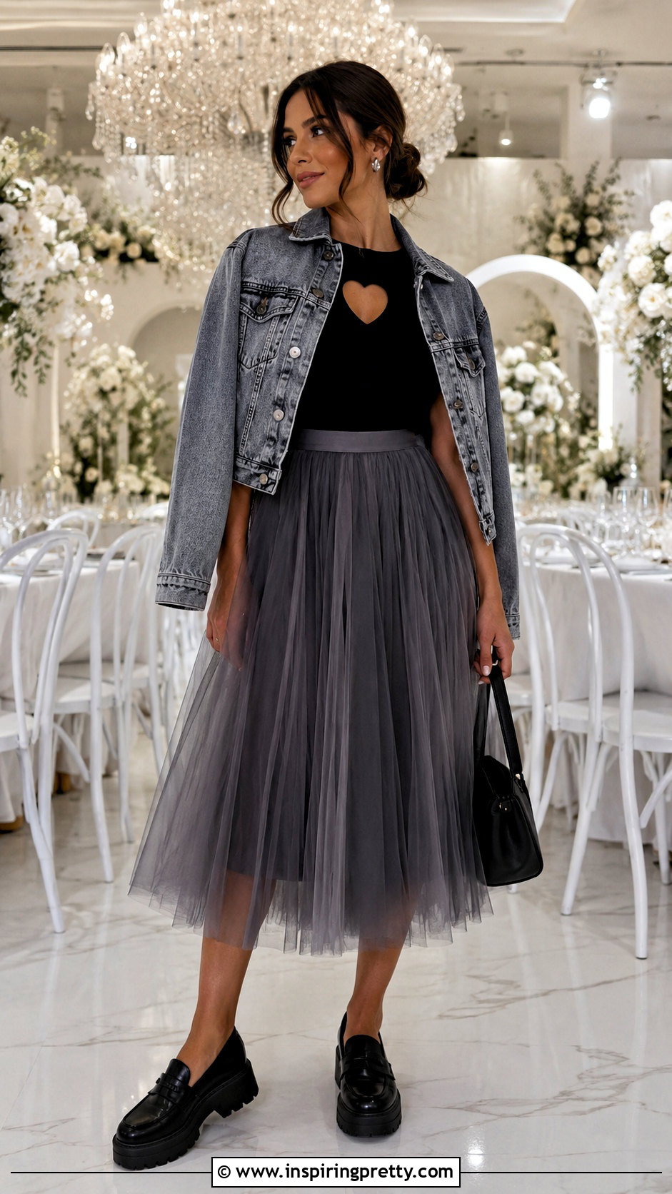 Black Heart Cut Out Top With Tulle Midi Skirt - 20 Black Heart Cut Out Top outfit ideas