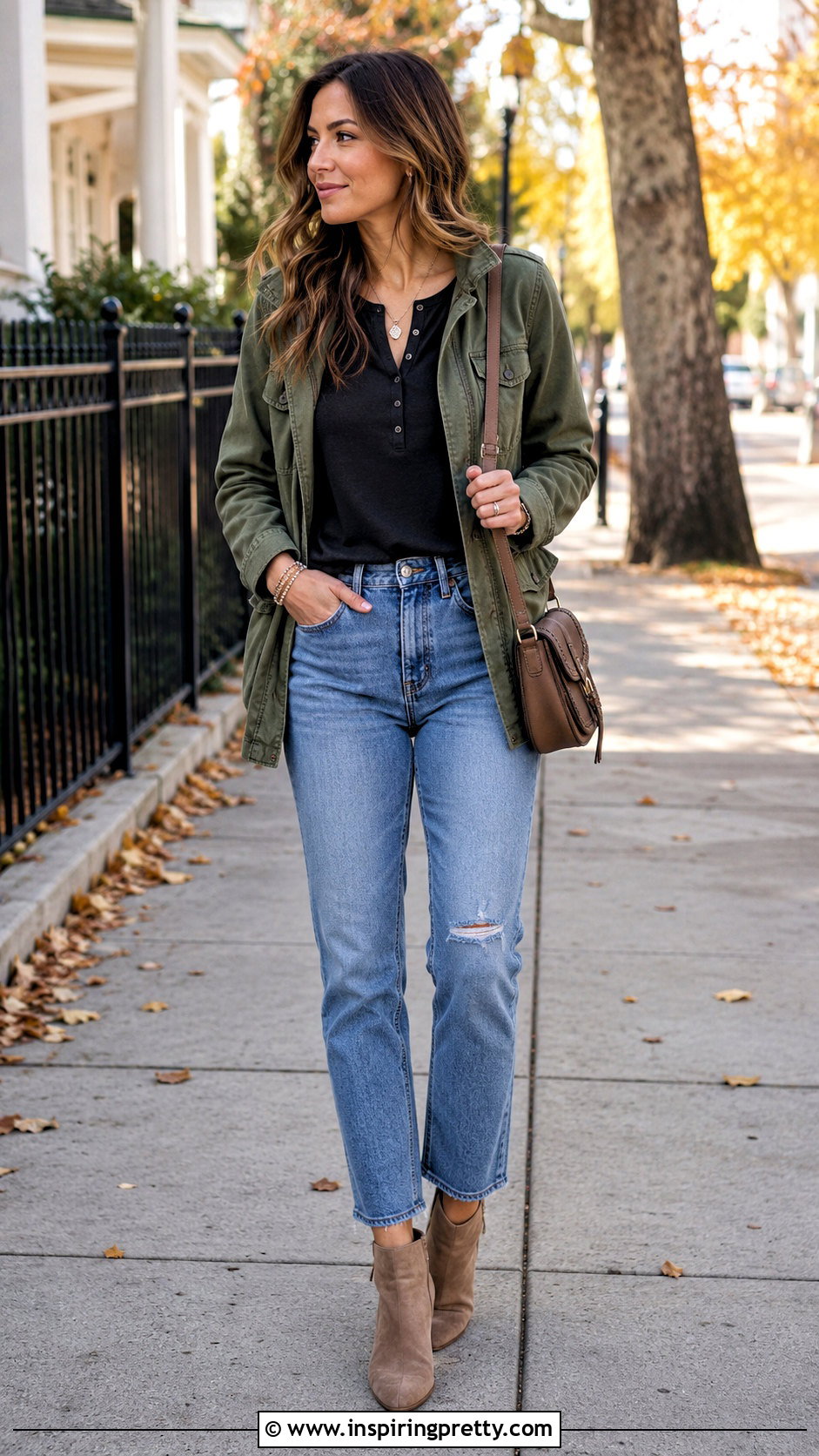 Black Henley Top With Ripped Jeans And Ankle Boots - 20 Casual Black Top With Jeans
