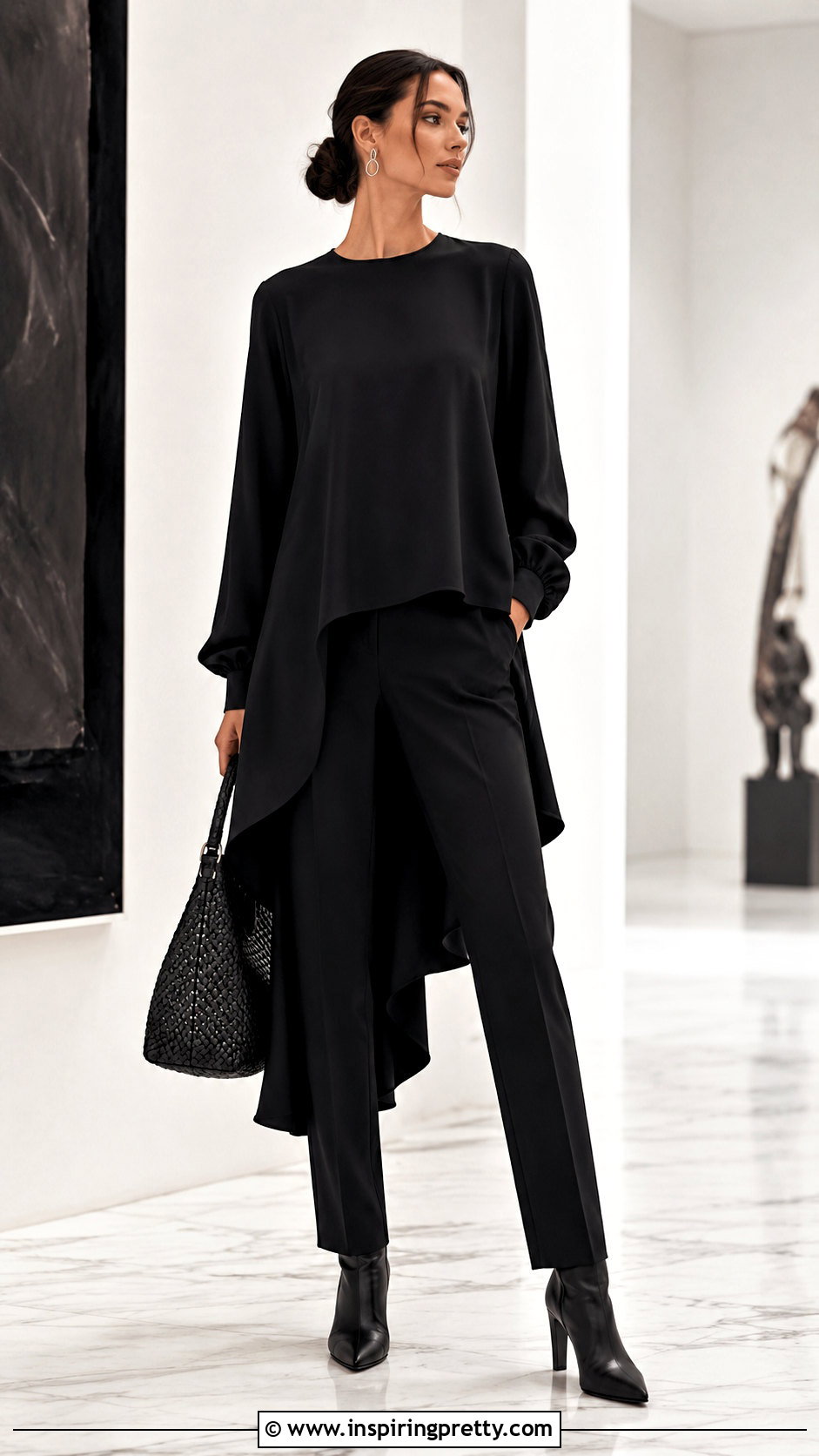 Black Hi Lo Top With Black Pants Outfit - 25 Hi Lo Top outfit ideas