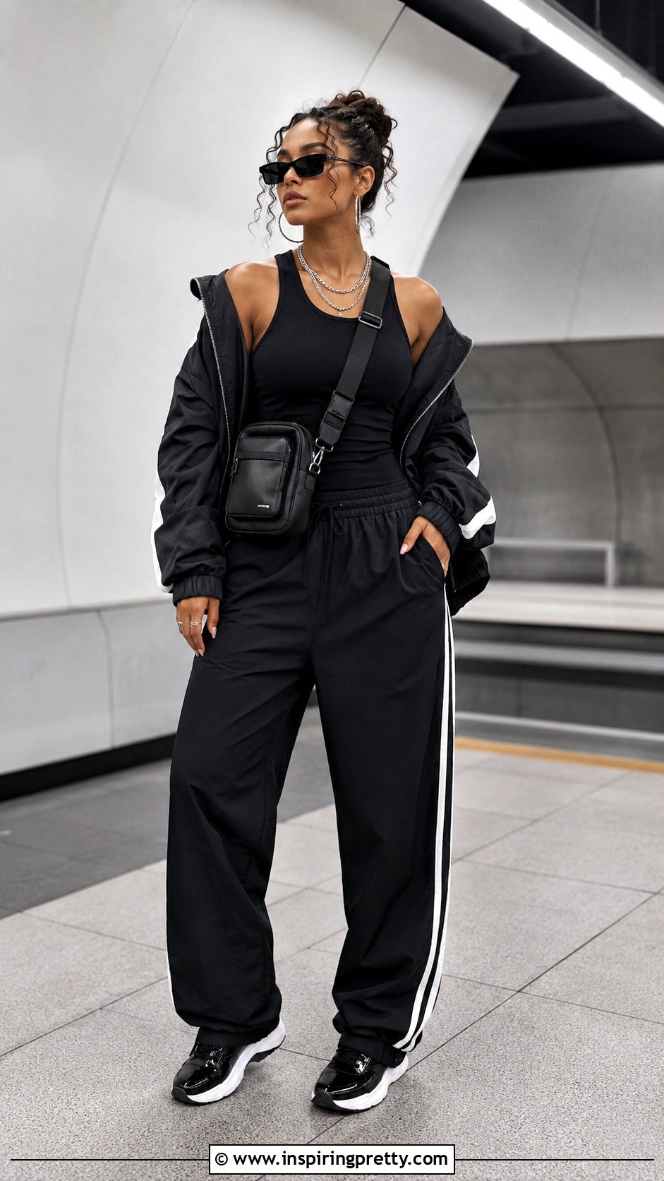 Black Hip Hop Tank Top With Track Pants - 20 hip hop tank tops outfit ideas