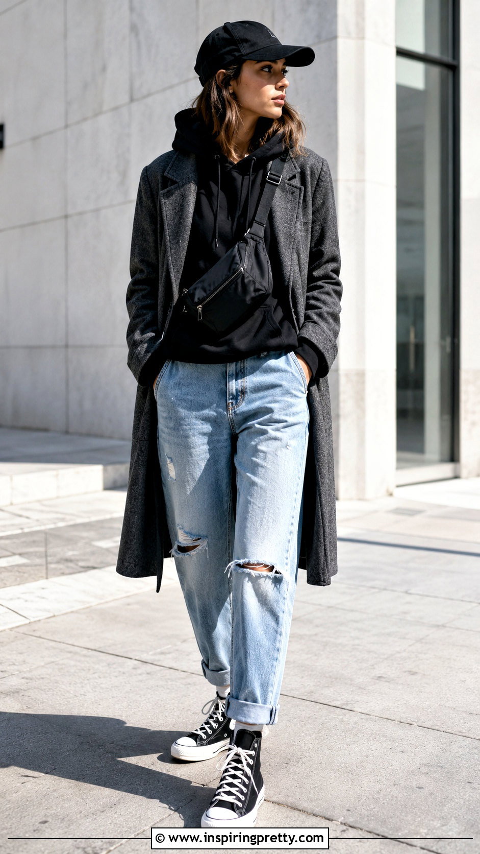 Black Hoodie With Ripped Jeans And High Top Sneakers - 25 Black Top With Jeans And Sneakers