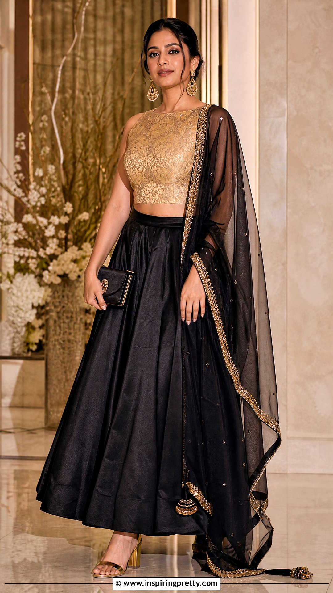 Black Indian Skirt And Gold Top Outfit - 50 indian skirt and top outfits