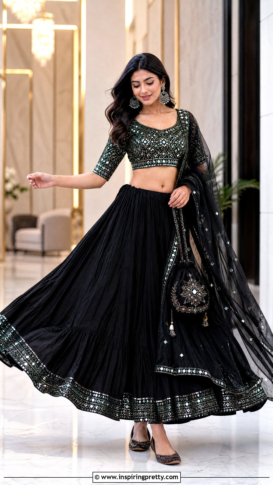 Black Indian Skirt With Embroidered Top - 50 skirt top indian outfit traditional ideas