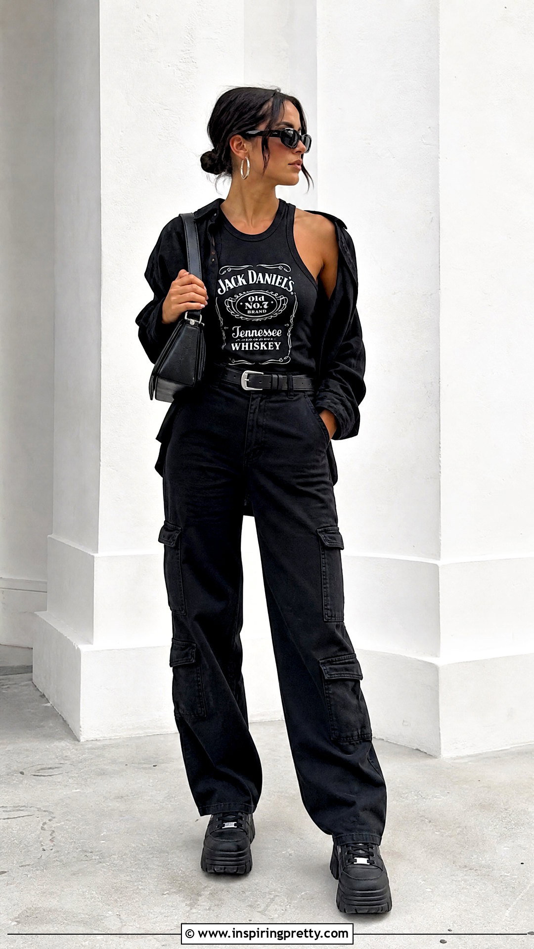 Black Jack Daniels Tank Top Monochrome Outfit - 25 jack daniels tank tops